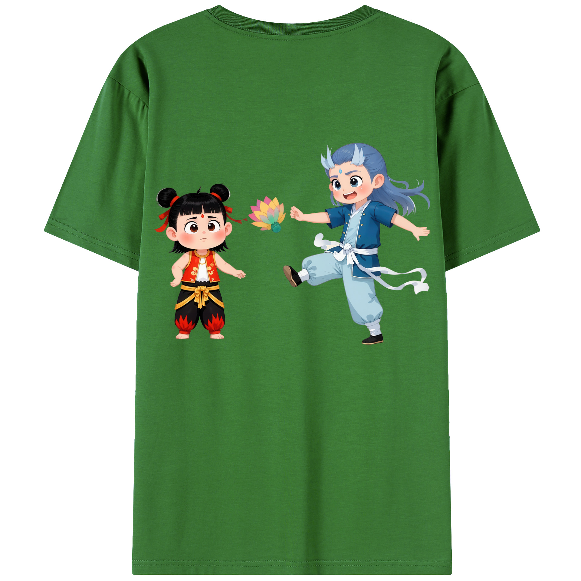 （画像用） Ne Zha 2 ナタ 魔童の大暴れ レディース半袖Tシャツ(バックプリント)